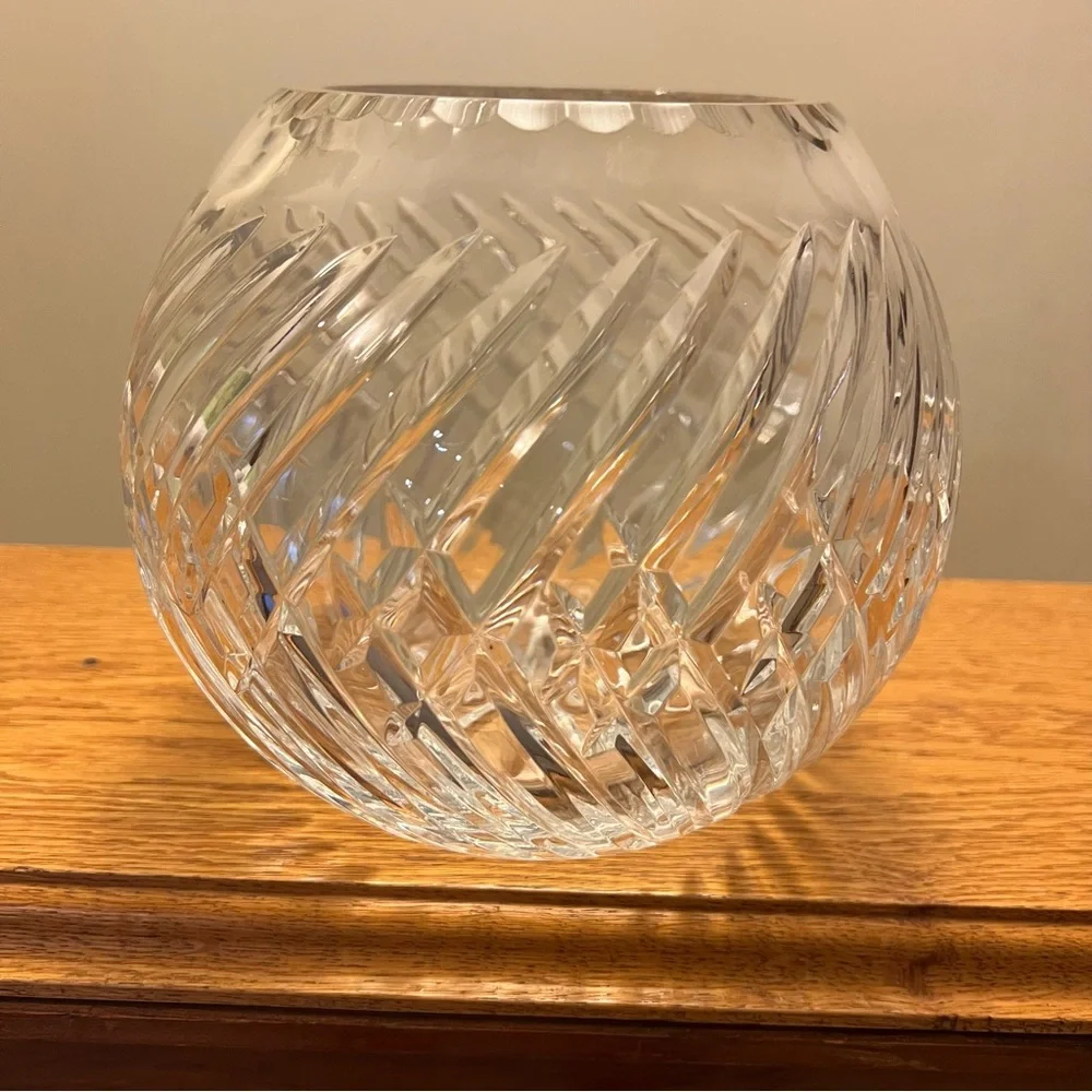 Vintage Mikasa  Leaded Crystal Cut  Large Circular Sphere Vase